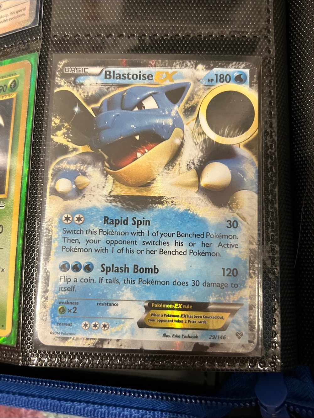 Pokemon Blastoise EX Card - Blue and Yellow Artwork